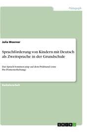 Cover von Sprachförderung von Kindern mit Deutsch als Zweitsprache in der Grundschule
