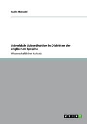 Cover von Adverbiale Subordination in Dialekten der englischen Sprache