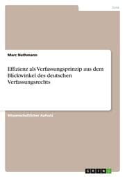 Cover von Effizienz als Verfassungsprinzip aus dem Blickwinkel des deutschen Verfassungsrechts