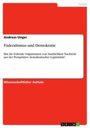 Cover von Föderalismus und Demokratie