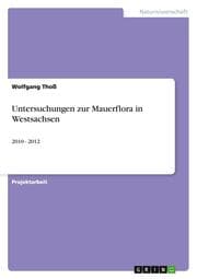 Cover von Untersuchungen zur Mauerflora in Westsachsen