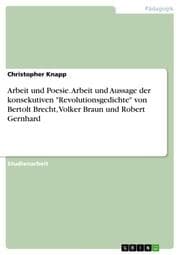 Cover von Arbeit und Poesie.Arbeit und Aussage der konsekutiven 'Revolutionsgedichte' von Bertolt Brecht, Volker Braun und Robert Gernhard