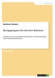 Cover von Bezugsgruppen der Investor Relations