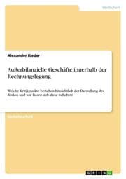 Cover von Außerbilanzielle Geschäfte innerhalb der Rechnungslegung