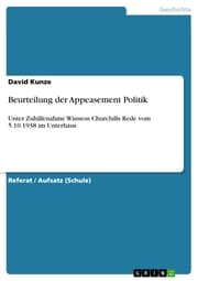 Cover von Beurteilung der Appeasement Politik