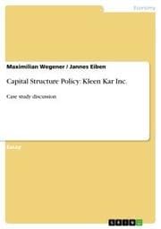 Cover von Capital Structure Policy: Kleen Kar Inc.