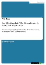 Cover von Der ¿Ohrfeigenbrief' Zar Alexander des II. vom 3./15. August 1879