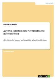 Cover von Adverse Selektion und Asymmetrische Informationen