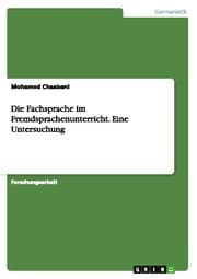 Cover von Die Fachsprache im Fremdsprachenunterricht
