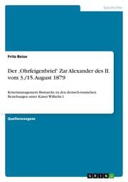 Cover von Der Ohrfeigenbrief Zar Alexander des II. vom 3./15. August 1879
