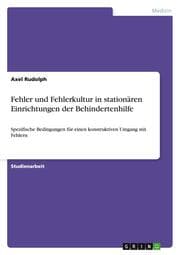Cover von Fehler und Fehlerkultur in stationären Einrichtungen der Behindertenhilfe
