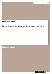 Cover von Legal Forms for Foreign Investors in China