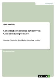 Cover von Geschlechtersensibler Erwerb von Computerkompetenzen