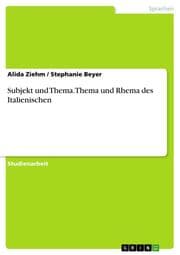 Cover von Subjekt und Thema.Thema und Rhema des Italienischen