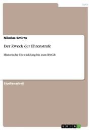 Cover von Der Zweck der Ehrenstrafe