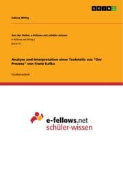 Cover von Analyse und Interpretation einer Textstelle aus 'Der Prozess' von Franz Kafka