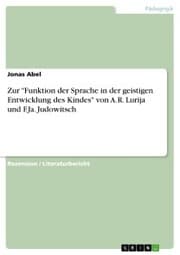 Cover von Zur 'Funktion der Sprache in der geistigen Entwicklung des Kindes' von A.R. Lurija und F.Ja. Judowitsch