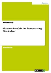 Cover von Merkmale französischer Pressewerbung.Eine Analyse