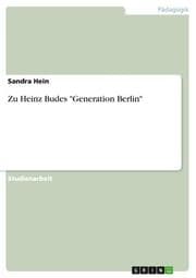 Cover von Zu Heinz Budes 'Generation Berlin'