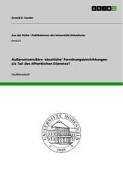 Cover von Außeruniversitäre 'staatliche' Forschungseinrichtungen als Teil des öffentlichen Dienstes?