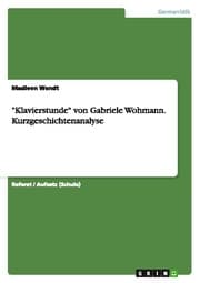 Cover von 'Klavierstunde' von Gabriele Wohmann.Kurzgeschichtenanalyse