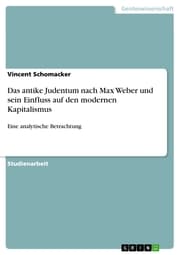Cover von Das antike Judentum nach Max Weber und sein Einfluss auf den modernen Kapitalismus