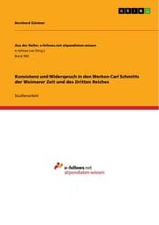 Cover von Konsistenz und Widerspruch in den Werken Carl Schmitts der Weimarer Zeit und des Dritten Reiches