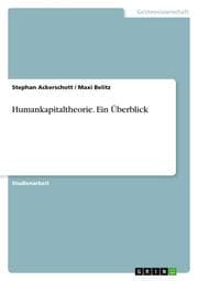 Cover von Humankapitaltheorie.Ein Überblick