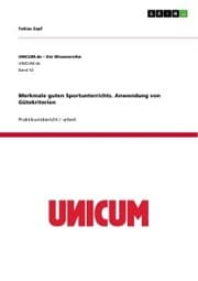 Cover von Merkmale guten Sportunterrichts. Anwendung von Gütekriterien