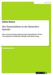 Cover von Der Existentialsatz in der finnischen Sprache