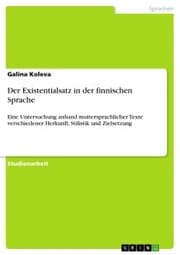 Cover von Der Existentialsatz in der finnischen Sprache