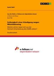 Cover von Zulässigkeit einer Kündigung wegen Whistleblowing