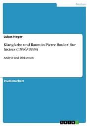 Cover von Klangfarbe und Raum in Pierre Boulez Sur Incises (1996/1998)
