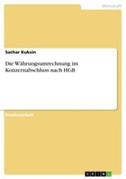 Cover von Die Währungsumrechnung im Konzernabschluss nach HGB