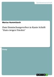 Cover von Zum Einmischungsverbot in Kants Schrift 'Zum ewigen Frieden'