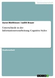 Cover von Unterschiede in der Informationsverarbeitung. Cognitive Styles