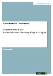 Cover von Unterschiede in der Informationsverarbeitung.Cognitive Styles