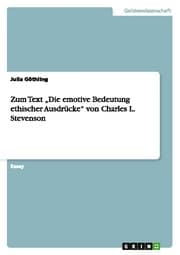Cover von Zum Text Die emotive Bedeutung ethischer Ausdrücke von Charles L. Stevenson
