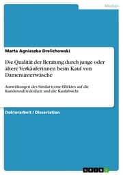 Cover von Die Qualität der Beratung durch junge oder ältere Verkäuferinnen beim Kauf von Damenunterwäsche
