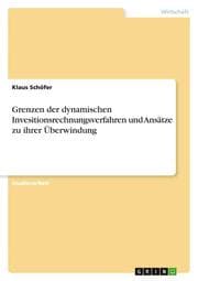 Cover von Grenzen der dynamischen Invesitionsrechnungsverfahren und Ansätze zu ihrer Überwindung