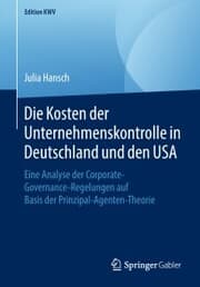 Cover von Die Kosten der Unternehmenskontrolle in Deutschland und den USA