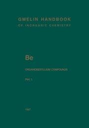 Cover von Be Organoberyllium Compounds