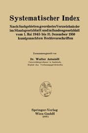 Cover von Systematischer Index