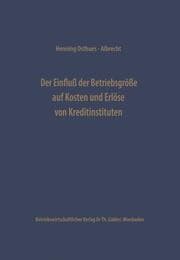 Cover von Der Einfluß der Betriebsgröße auf Kosten und Erlöse von Kreditinstituten