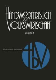Cover von Handwörterbuch der Volkswirtschaft