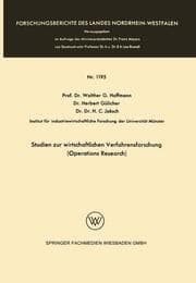 Cover von Studien zur wirtschaftlichen Verfahrensforschung (Operations Research)