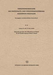 Cover von Untersuchungen über die Aufbereitung von Wasser für die Dampferzeugung in Benson-Kesseln