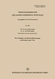 Cover von Das Verhalten von Überschallströmungen bei Drucken unter 1 Torr