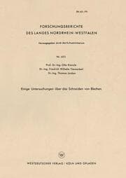 Cover von Einige Untersuchungen über das Schneiden von Blechen