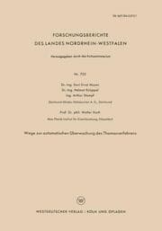 Cover von Wege zur automatischen Überwachung des Thomasverfahrens